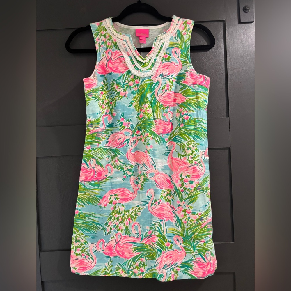 Lilly Pulitzer Pink Flamingo Kids Dress | XL 12-14